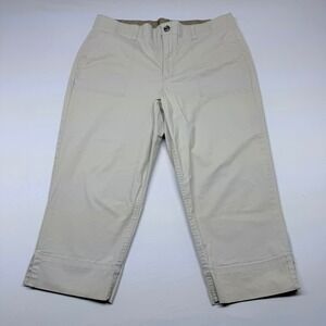 Gloria Vanderbilt Khaki Capri Pants Womens Size 14 Beige Cropped Stretch Chino